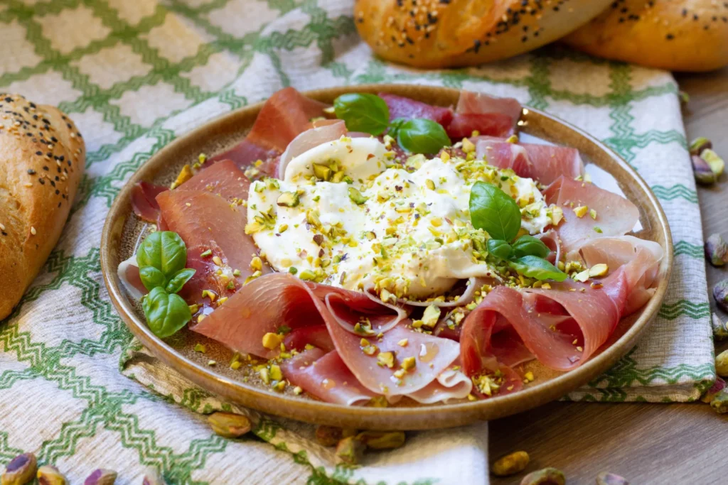 Jambon cru, burrata