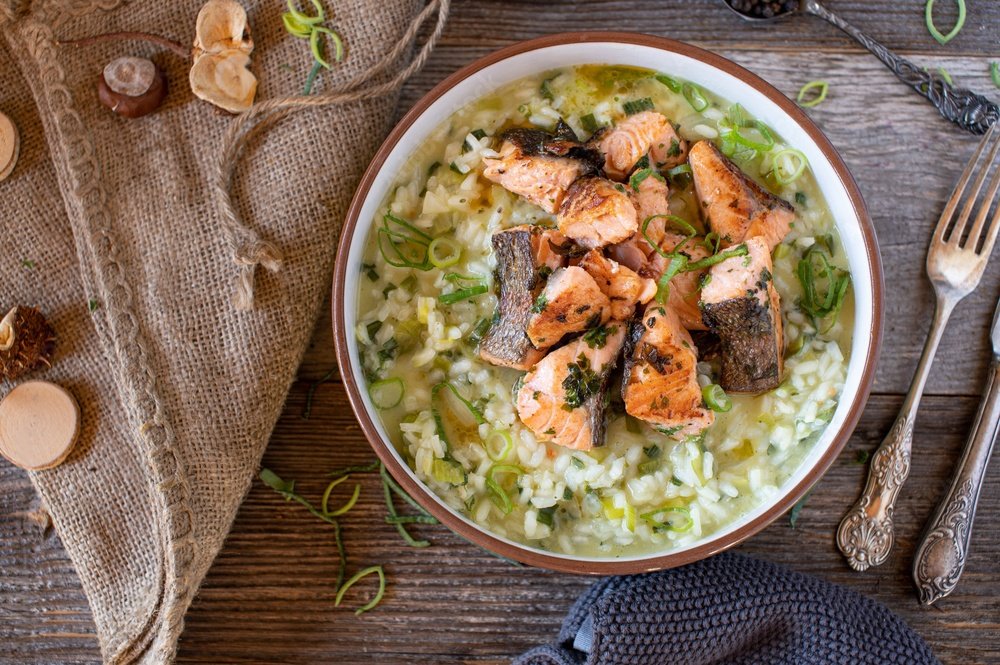 Pavé de saumon risotto La petite ferme Lyon